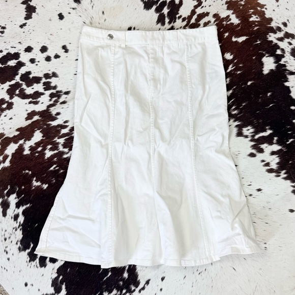 Ralph Lauren White Denim Flare Green Label skirt sz 12